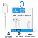 Fone De Ouvido Com Fio Tipo C Branco Lehmox LEF-1208