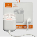 Fone de Ouvido Bluetooth I12 Branco Lehmox Sem Fio