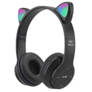 Fone de ouvido Gatinho Cat ear Headphone bluetooth  Preto